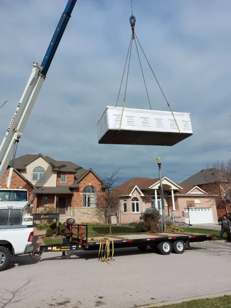Your Guide To Swim Spa Installation In Patchogue, Ny - Aj Spa And Hot Tubs Uncategorized Swim Spa Installation- A Crane Delivers A Swimlife Swim Spa Into Backyard